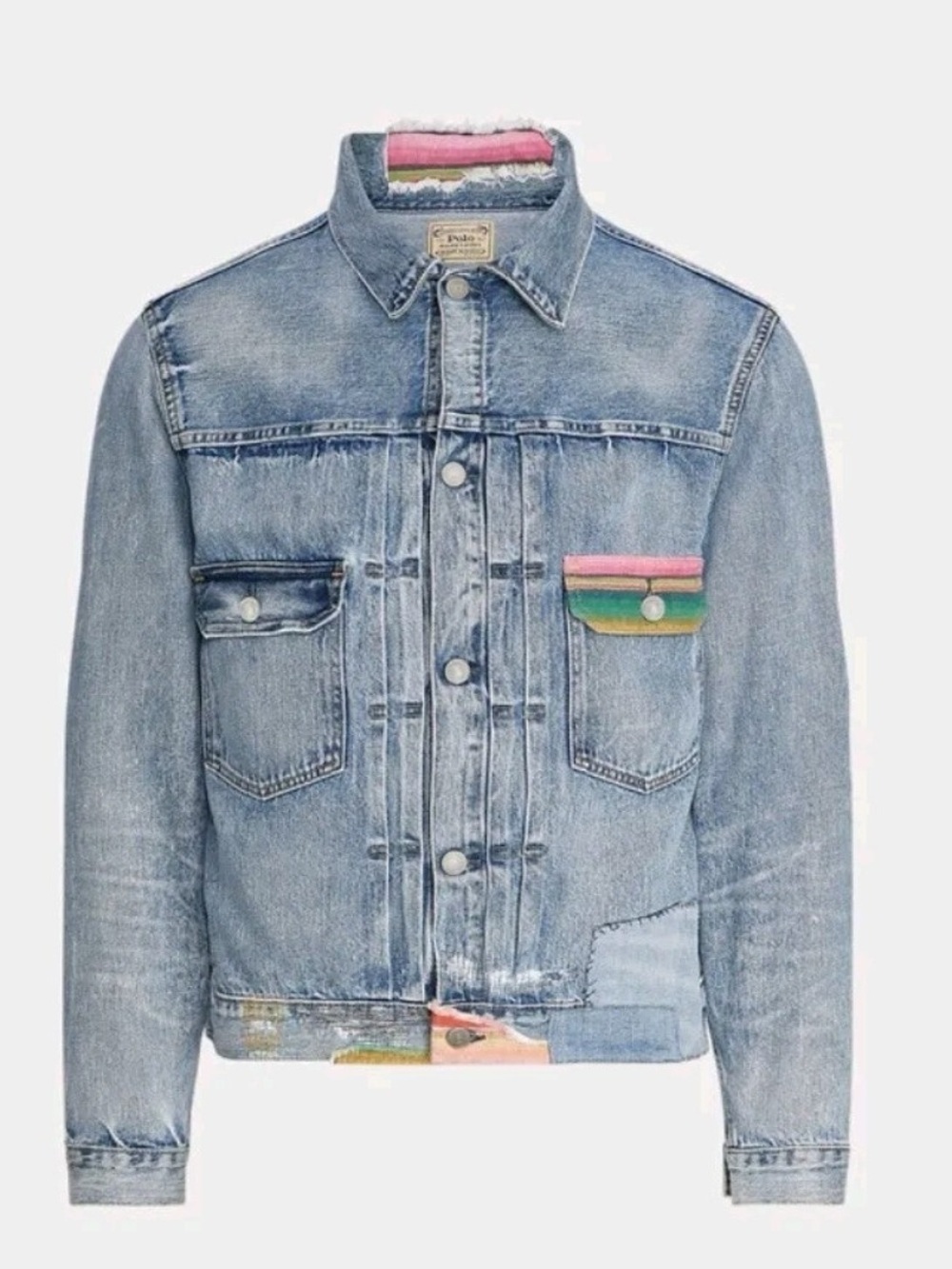 Polo Ralph Lauren Denim Patchwork Jacket with Multicolor Trim